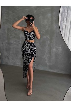 ست بالاتنه و پائین تنه مشکی زنانه بافتنی ESPOİRPLUS - کد 951856214