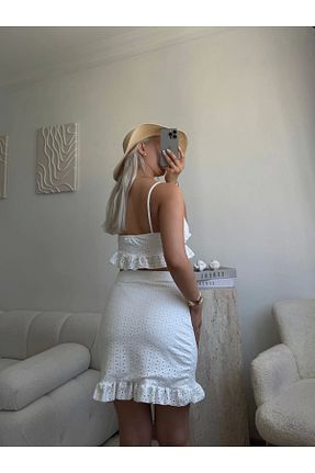 ست بالاتنه و پائین تنه سفید زنانه بافتنی Zora Butik - کد 952239139