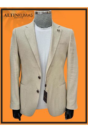 کت اسپرت بژ مردانه پلی استر ALTINKUMAŞEXCLUSİVE - کد 952596472