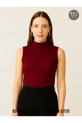تیشرت زرشکی زنانه یقه نیم ماهیگیر warn - کد 952484980