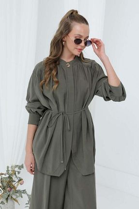 ست بالاتنه و پائین تنه حجاب خاکی زنانه رگولار Puane - کد 952830465