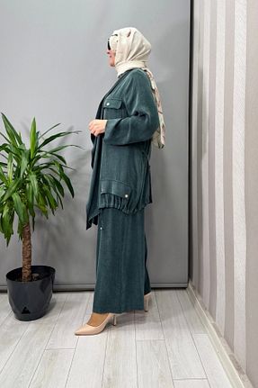 ست بالاتنه و پائین تنه حجاب سبز زنانه Relaxed Ghisa - کد 952995631