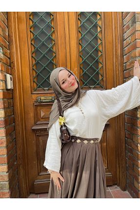 بلوز حجاب نباتی زنانه اورسایز Moda Lippa - کد 953127699