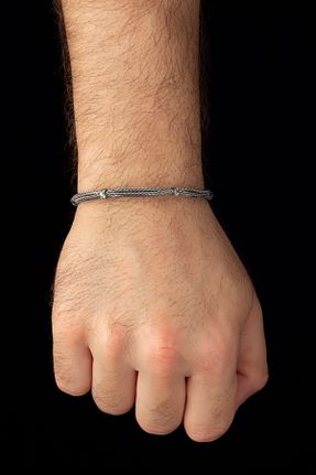 دستبند نقره طوسی مردانه 925 عیار OTTOTESBİH - کد 953198260