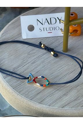 دستبند جواهر آبی زنانه روکش طلا NADY STUDIO - کد 953465920