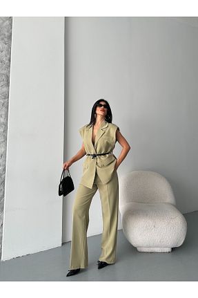 ست بالاتنه و پائین تنه سبز زنانه بافتنی MYGİYİMİSTANBUL - کد 953639338