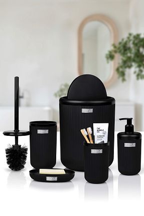 ست حمام مشکی پلاستیک Okyanus Home - کد 650592482