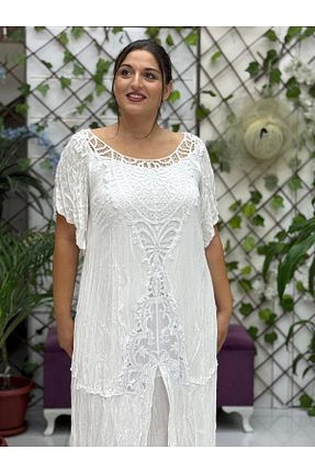 لباس سفید زنانه بافتنی Punta Otantik - کد 893598765
