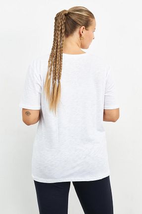 تیشرت سفید زنانه اورسایز Curly - کد 771800555