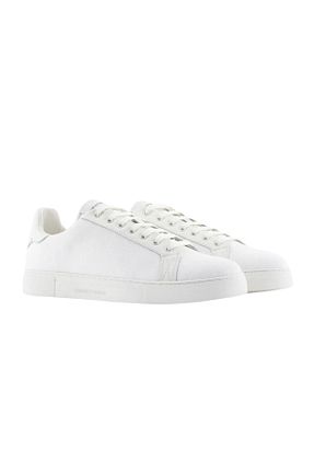 کفش اسنیکر سفید مردانه چرم اصل Emporio Armani - کد 640257287