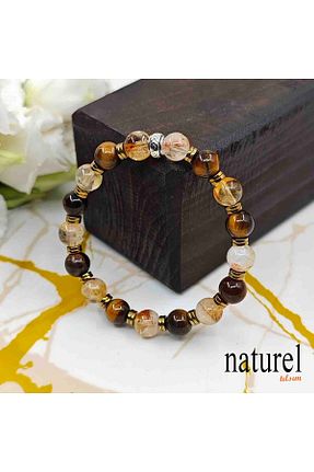 دستبند جواهر قهوه ای زنانه سنگ طبیعی Naturel Tılsım - کد 317211063