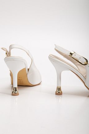 کفش پاشنه بلند کلاسیک سفید زنانه چرم لاکی bakacstore - کد 949274920