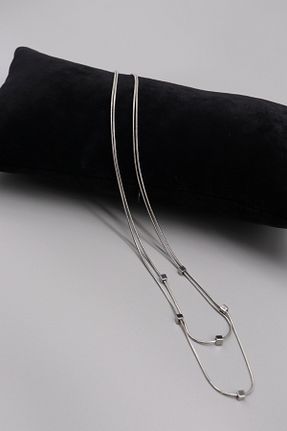 گردنبند استیل ( فولاد ) طوسی زنانه استیل (فولاد) HFKY - کد 905420994
