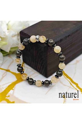 دستبند جواهر سرمه ای زنانه سنگ طبیعی Naturel Tılsım - کد 296743956