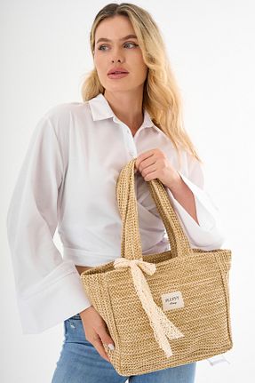 کیف دوشی بژ زنانه حصیر MUTE BAG - کد 936245222