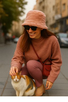 کلاه صورتی زنانه پلی استر Butik - کد 854890205