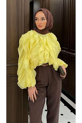 بلوز حجاب زرد زنانه رگولار Butik - کد 844883207