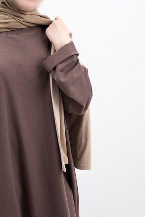 لباس حجاب قهوه ای زنانه اورسایز Vauva - کد 933264148