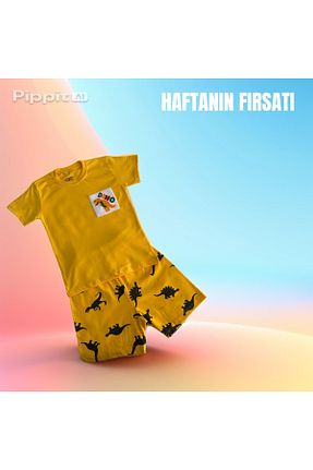 ست بالاتنه و پائین تنه زرد بچه گانه رگولار TALYA GİYİM - کد 954343435