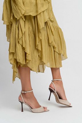 کفش پاشنه بلند کلاسیک بژ زنانه چرم مصنوعی NİŞANTAŞI SHOES - کد 954302319