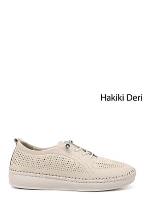 کفش کژوال بژ زنانه چرم خالص GÖNDERİ(R) - کد 937265068