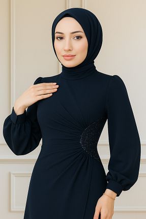 لباس مجلسی حجاب رنگی زنانه یقه ایستاده Ayşe Melek - کد 955415878