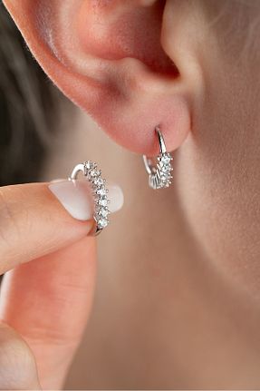 گوشواره نقره طوسی زنانه 925 عیار Silvano Jewelry - کد 942668061