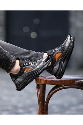 کفش اسنیکر مشکی مردانه چرم اصل ByItallanoshoes - کد 770558275