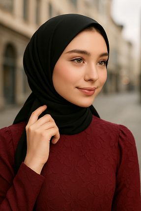 روسری مشکی شیفون Ramellia - کد 953965994