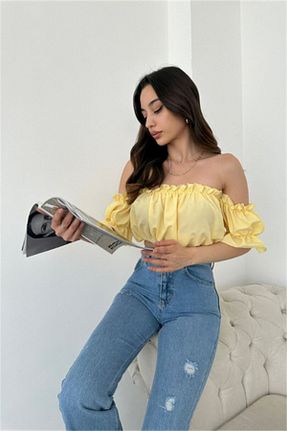 بلوز زرد زنانه ساده oshebu - کد 698117539