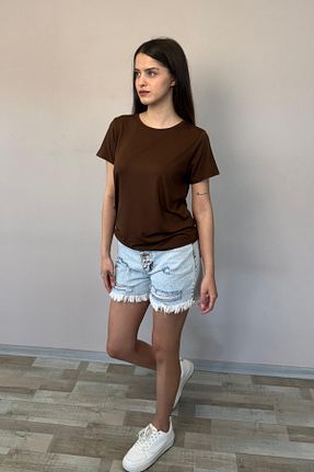 تیشرت قهوه ای زنانه رگولار penyebizden - کد 941720613