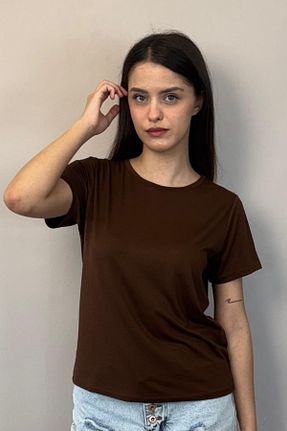 تیشرت قهوه ای زنانه رگولار penyebizden - کد 941720613