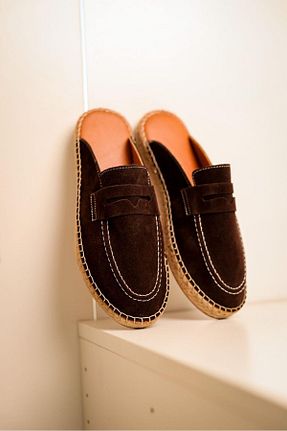 دمپائی قهوه ای مردانه چرم خالص lovitto - کد 953783531
