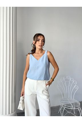 بلوز آبی زنانه ساده ABOUT US - کد 953838816
