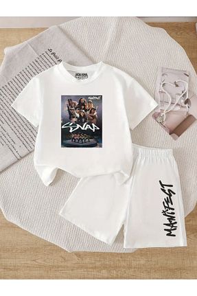 ست بالاتنه و پائین تنه سفید بچه گانه بافت Lazy Koala - کد 954097231