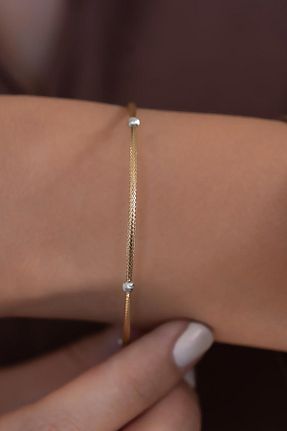 دستبند طلا زرد زنانه 14 عیار Bayar Gold - کد 954182614