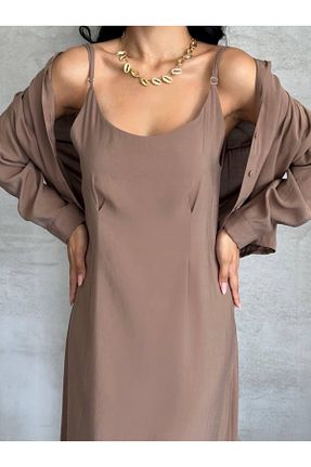 ست بالاتنه و پائین تنه قهوه ای زنانه بافتنی Ekim Store - کد 954312234