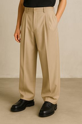 شلوار پارچه ای بژ مردانه فاق نرمال eywear - کد 954336121