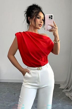 بلوز قرمز زنانه ساده Deafox - کد 954416753