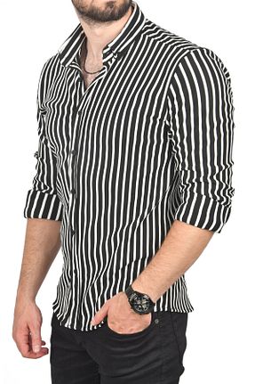 پیراهن مشکی مردانه اسلیم فیت Rizz up - کد 954692586