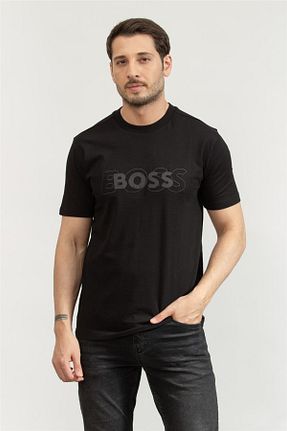 تیشرت مشکی مردانه یقه دوچرخه BOSS - کد 890133166
