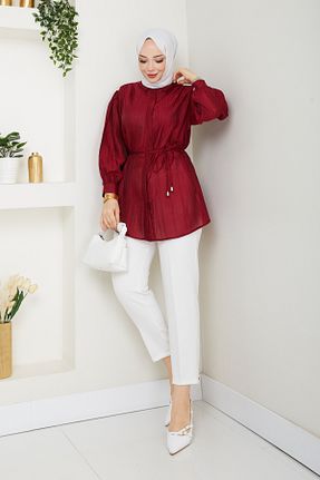 تونیک حجاب زرشکی زنانه پنبه پلی استر modapark.ist - کد 955690167