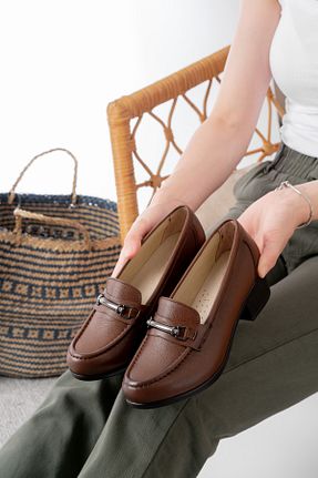 کفش کژوال قهوه ای زنانه چرم خالص Dericalle shoes - کد 955864848