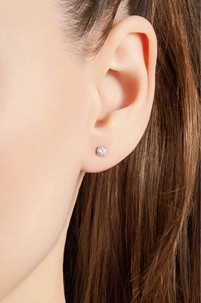 گوشواره نقره سفید زنانه 18 عیار So Chic - کد 100438459