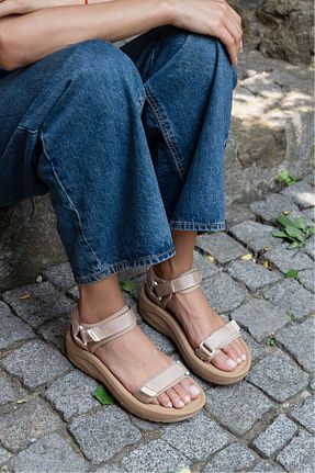 صندل بژ زنانه پاشنه تخت diya shoes - کد 944792923