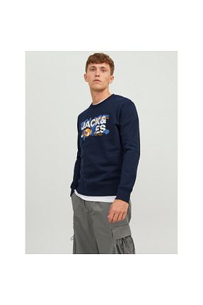 سوئیشرت سرمه ای مردانه چاپی Jack & Jones - کد 755491672