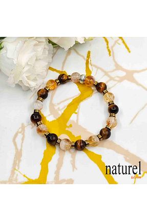 دستبند جواهر قهوه ای زنانه سنگ طبیعی Naturel Tılsım - کد 317211063