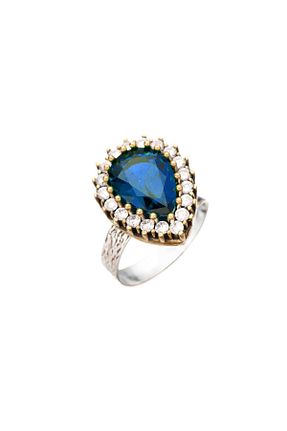 انگشتر نقره آبی زنانه زیرکن Beyisa - کد 131384236