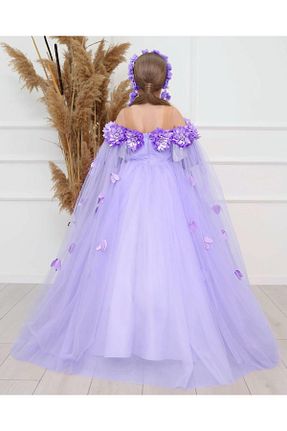 لباس مجلسی و فارغ التحصیلی بنفش بچه گانه توری Kids - کد 953454441
