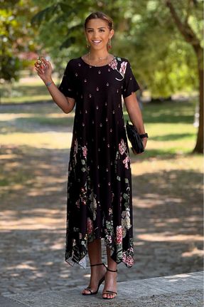 لباس سایز بزرگ مشکی زنانه Straight Nevin Kaya Moda - کد 132136949